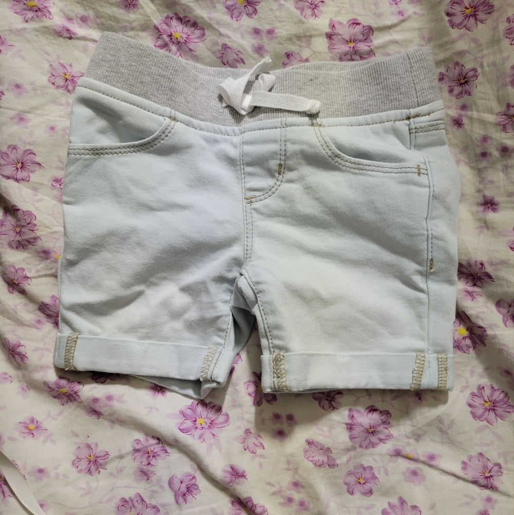 3/20$*wonder nation Light Blue & Grey Knit Waist Shorts Size Xs